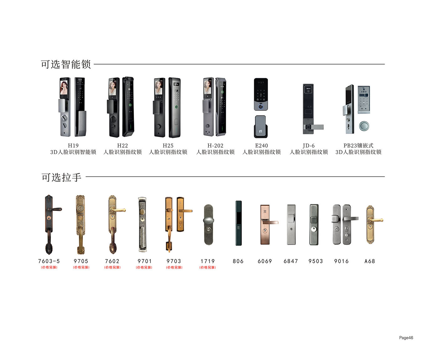 防盗安全门可选拉手智能锁